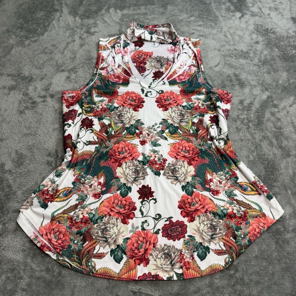 VTG Y2K Gaze USA Floral Dragon Top Womens S Grunge Whimsygoth Rave Boho